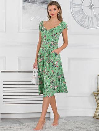 Jolie Moi Regenia Sweetheart Neck Jersey Dress, Green Floral