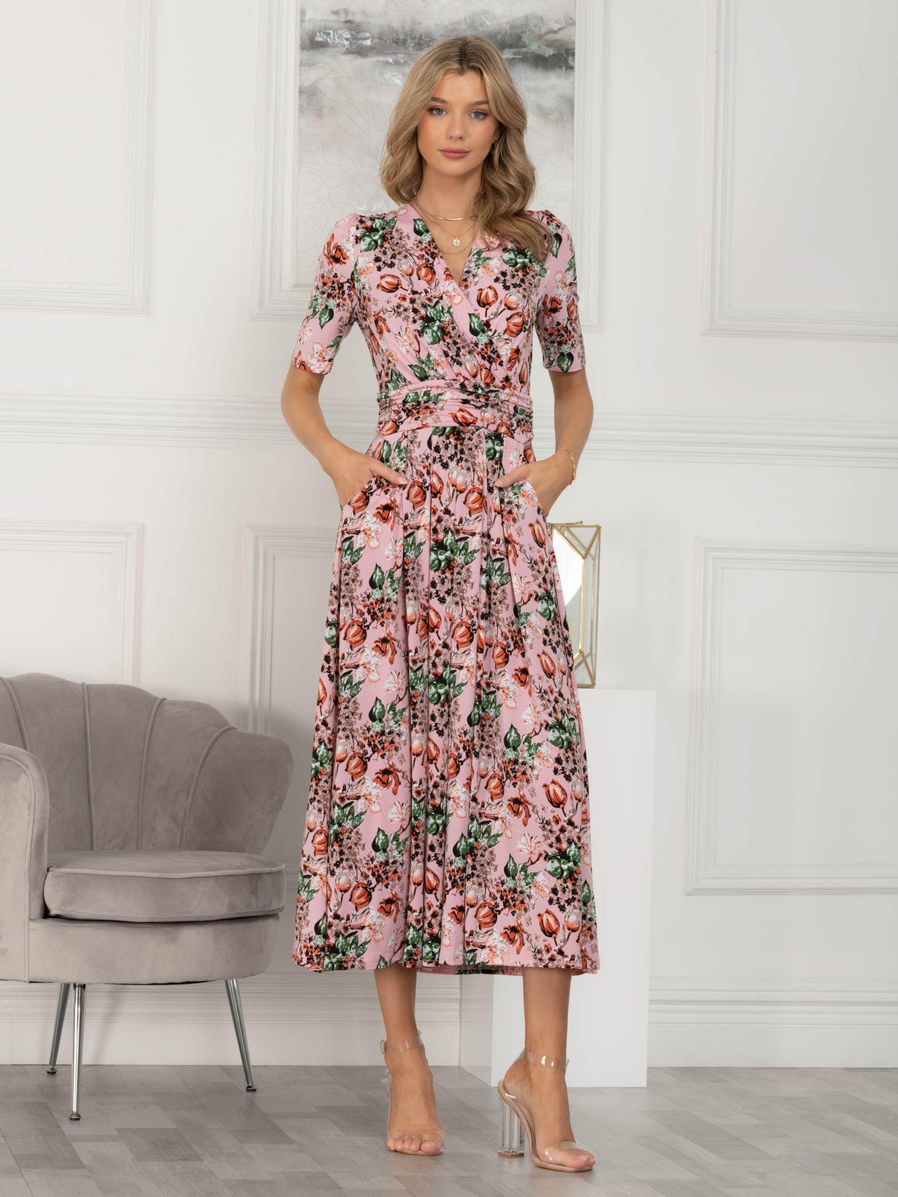 Jolie Moi Razilee Jersey Maxi Dress, Pink/Multi, 10