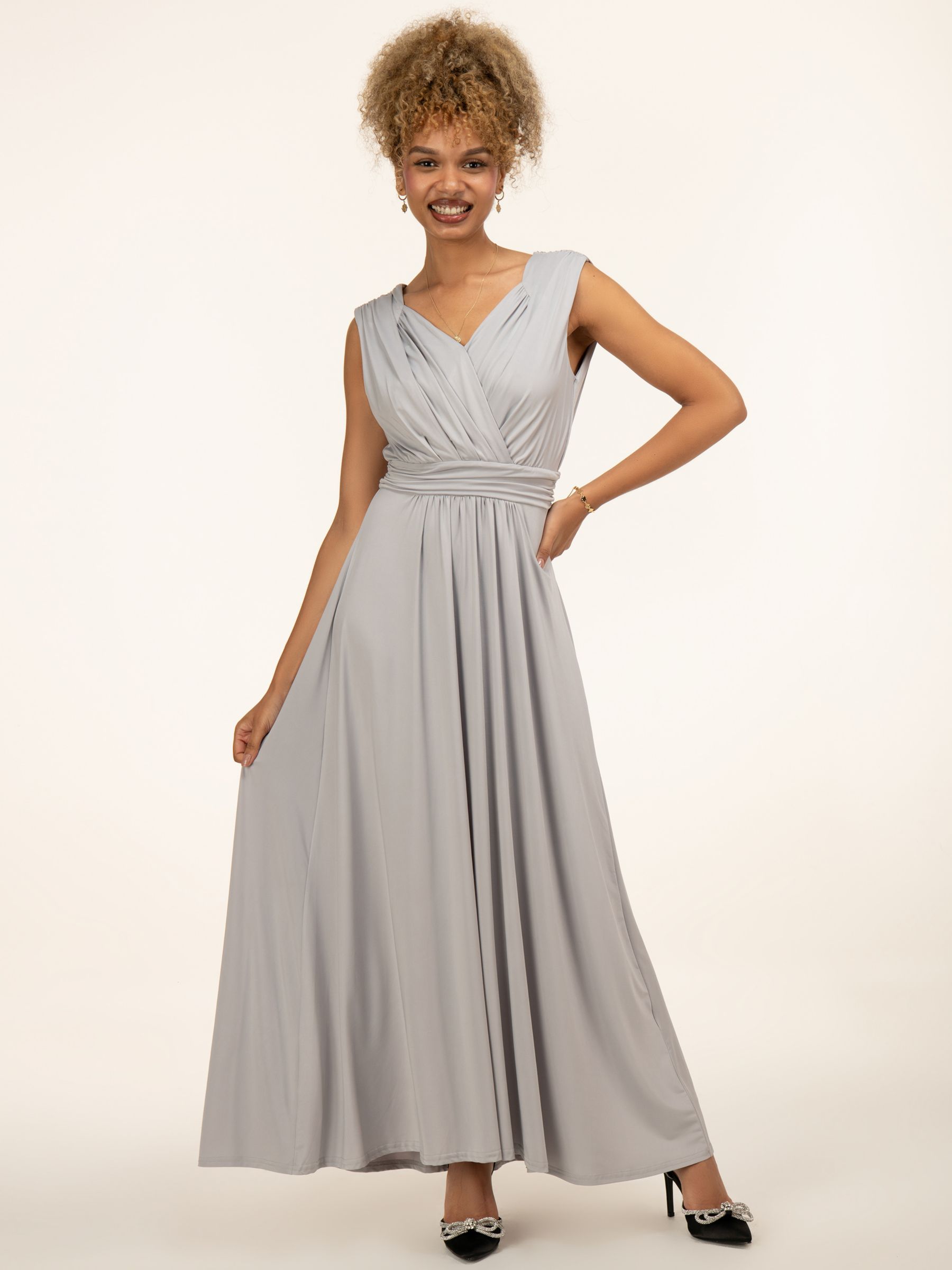 Jolie Moi Draped Maxi Dress, Silver Grey at John Lewis & Partners