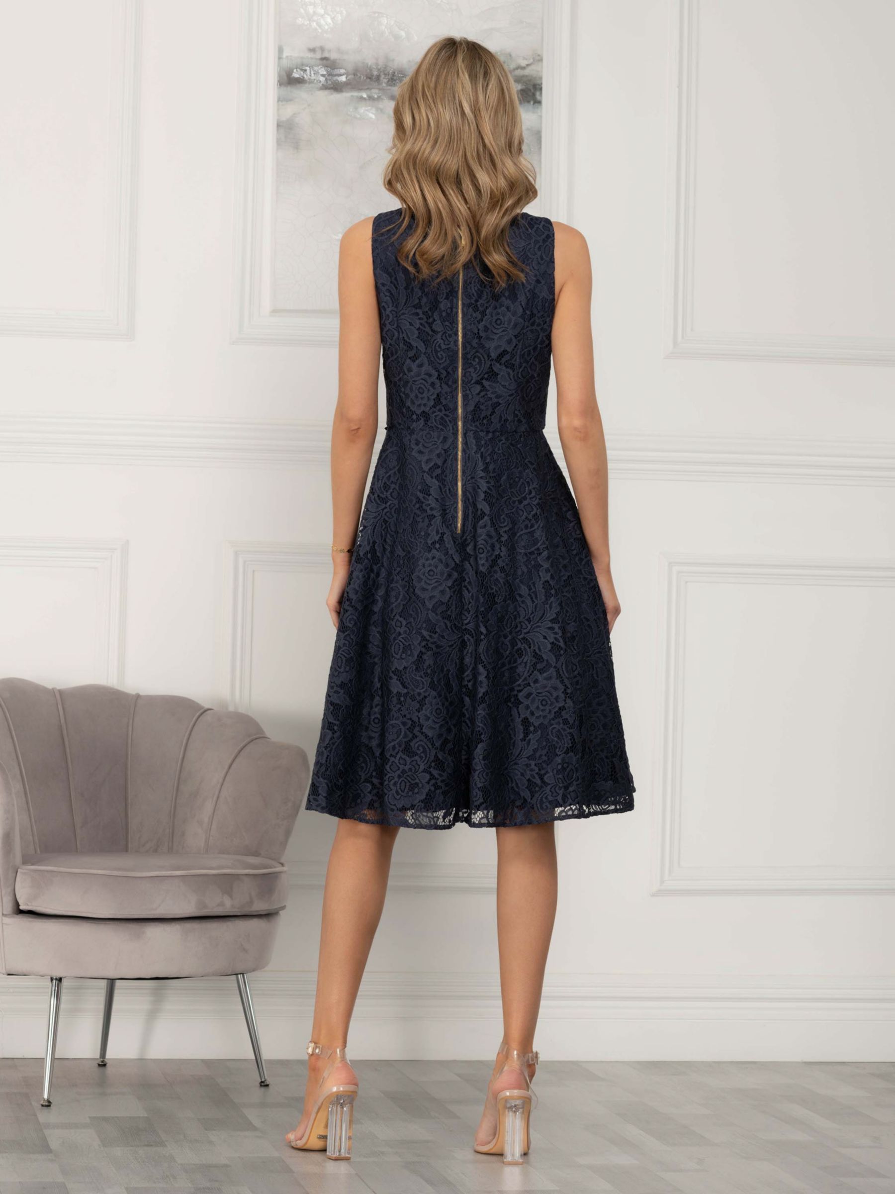 Jolie Moi Flare Sleeved Lace Midi Dress Navy – Jolie Moi Retail