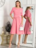 Jolie Moi Beckie Fold Over Dress, Coral Pink