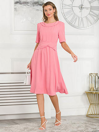 Jolie Moi Beckie Fold Over Dress, Coral Pink