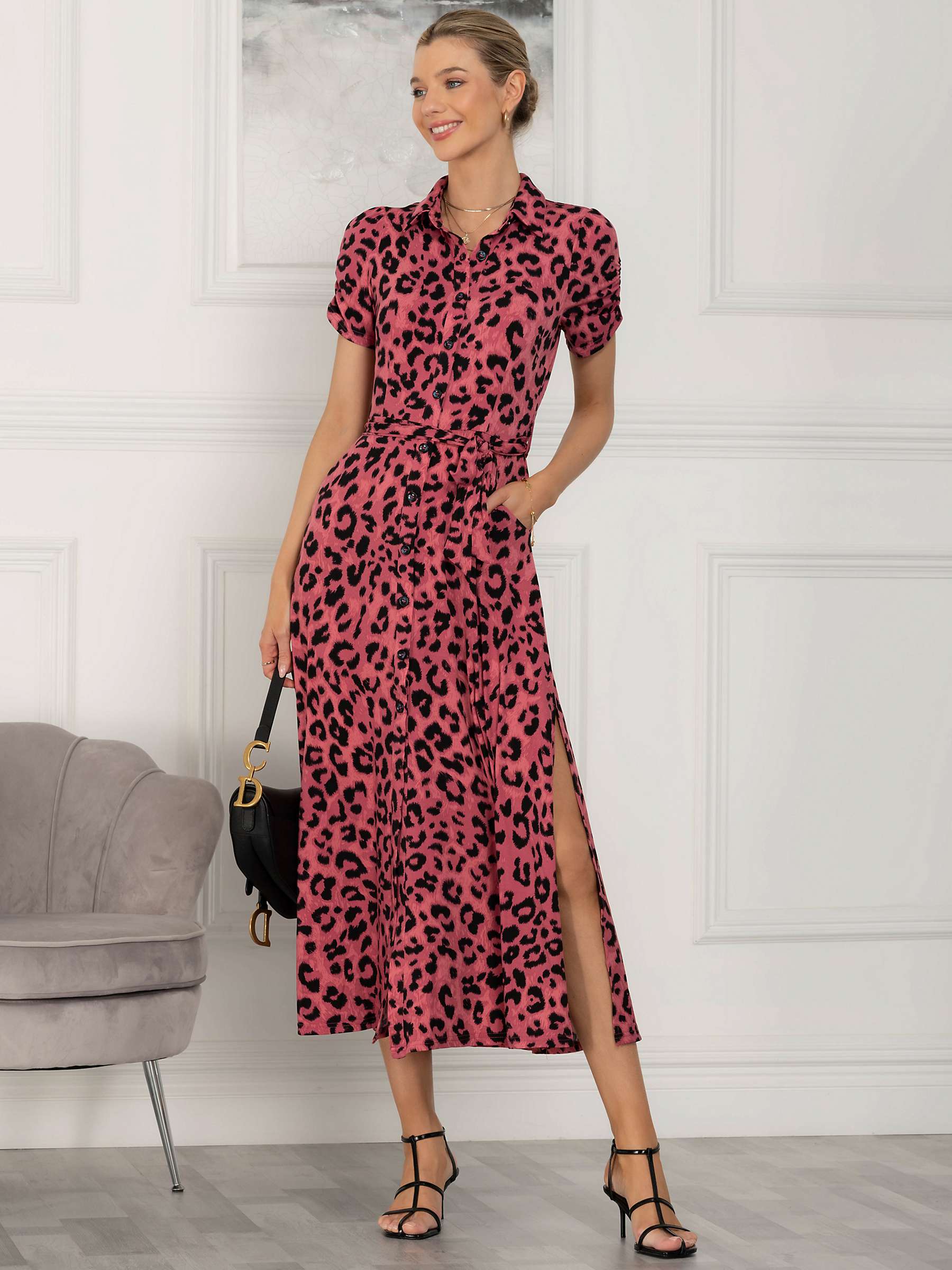 Buy Jolie Moi Jocelyn Animal Print Maxi Shirt Dress, Pink Online at johnlewis.com
