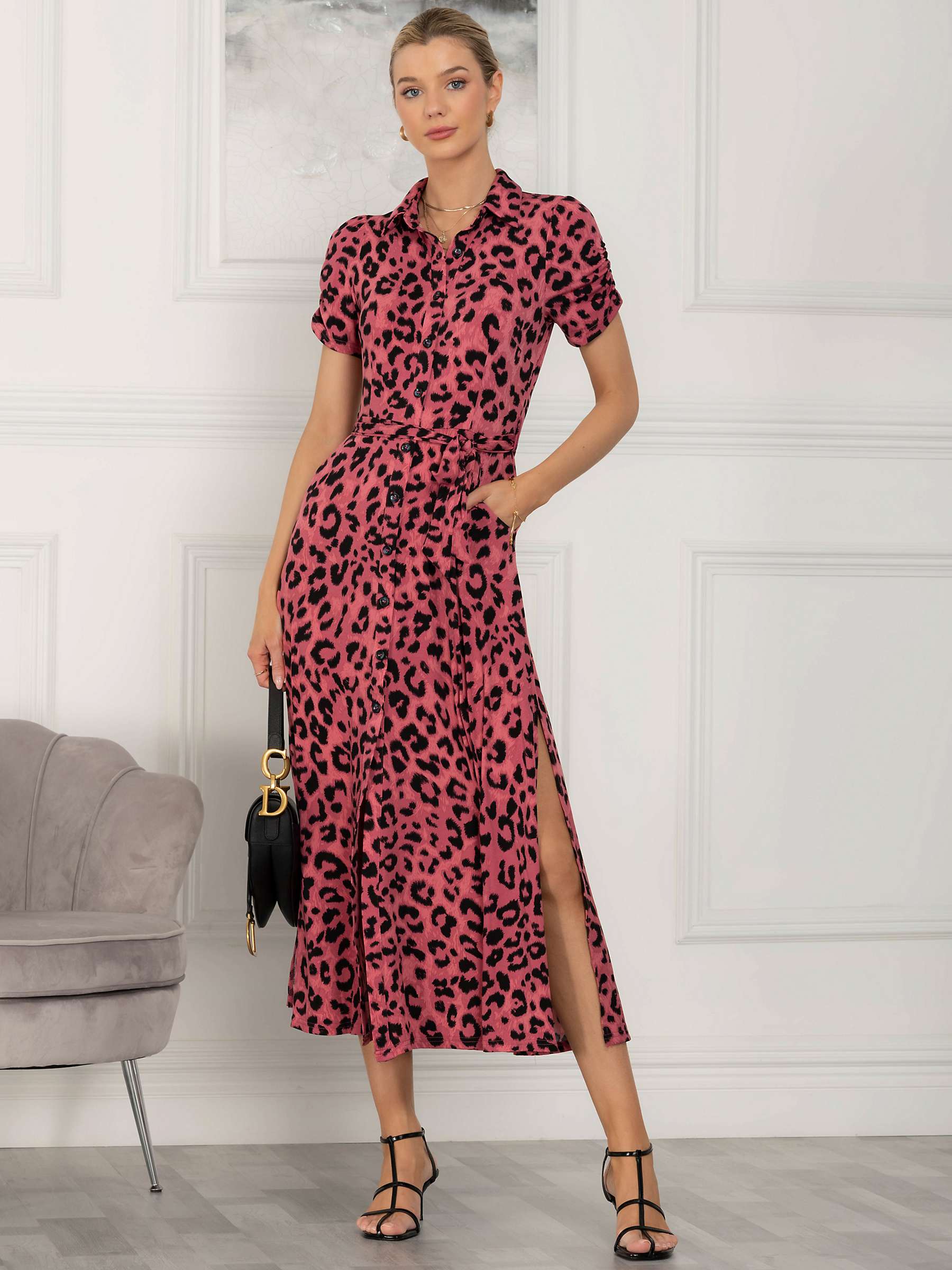 Buy Jolie Moi Jocelyn Animal Print Maxi Shirt Dress, Pink Online at johnlewis.com