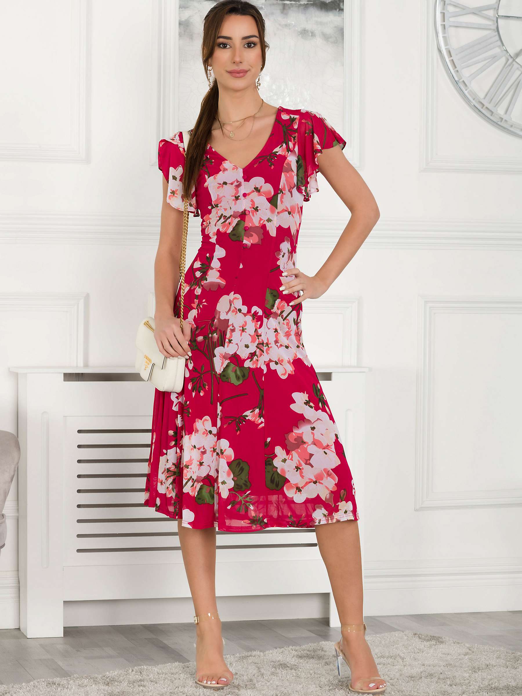 Buy Jolie Moi Acela Floral Print Mesh Dress, Plum Online at johnlewis.com