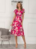 Jolie Moi Viviana Floral Print Mesh Midi Dress, Cerise