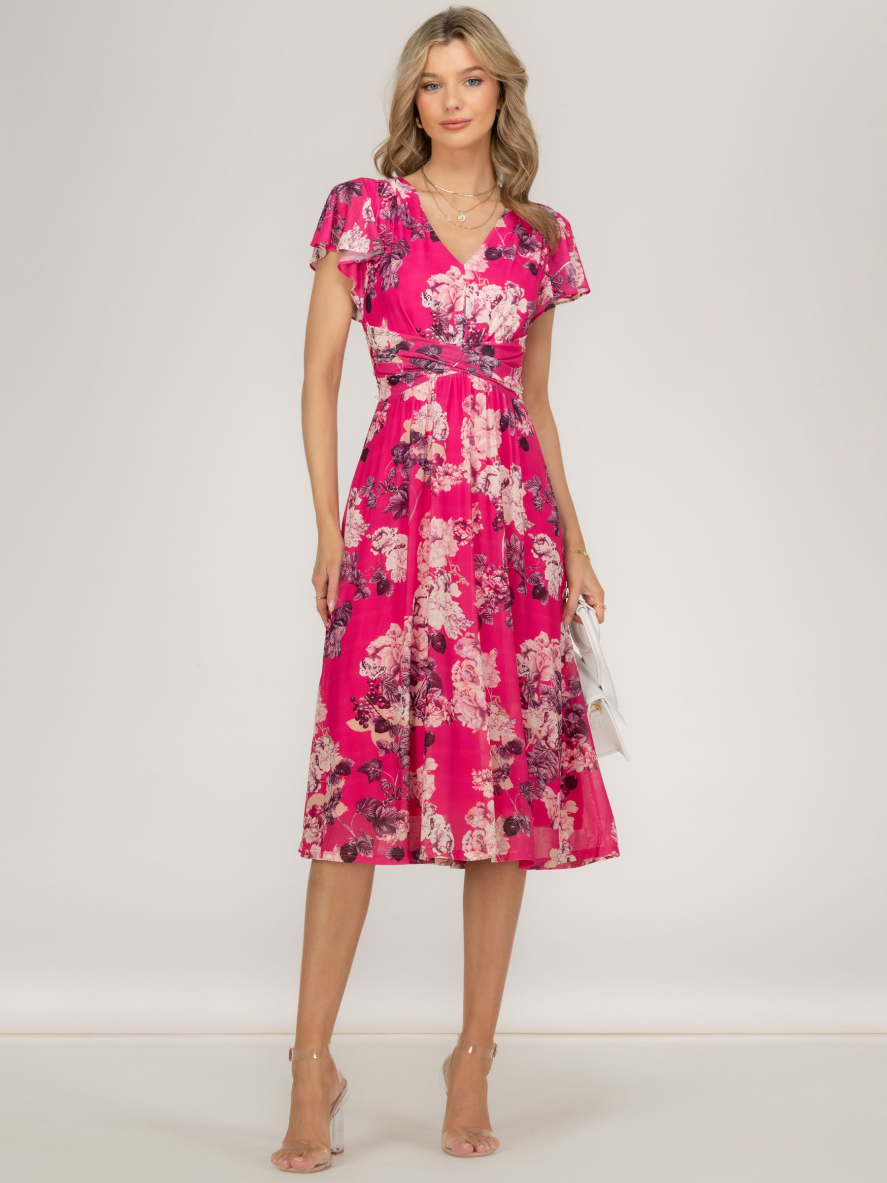 Buy Jolie Moi Viviana Floral Print Mesh Midi Dress Online at johnlewis.com