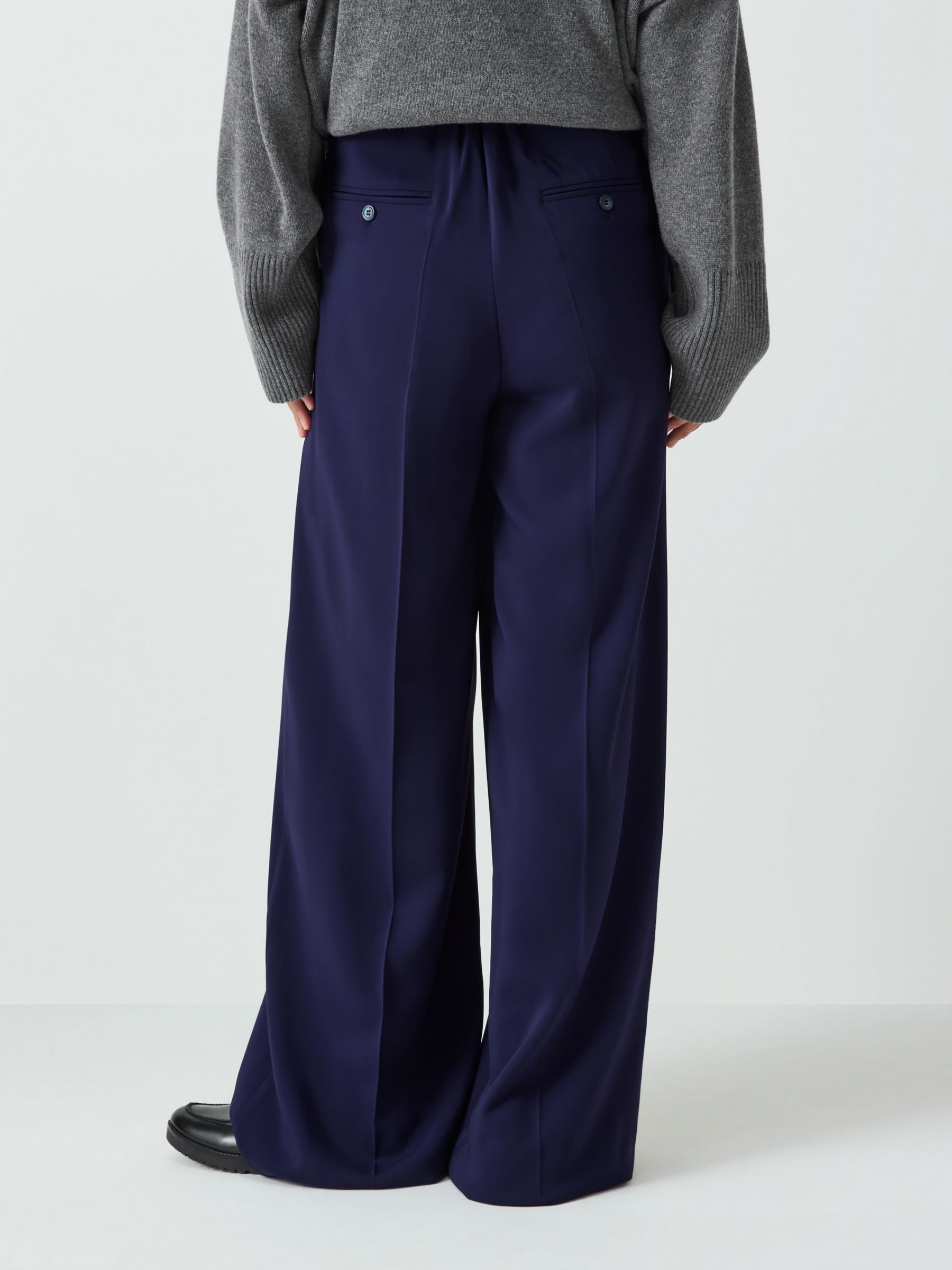 Vivere By Savannah Miller Dylan Wide Leg Trousers, Navy, 8