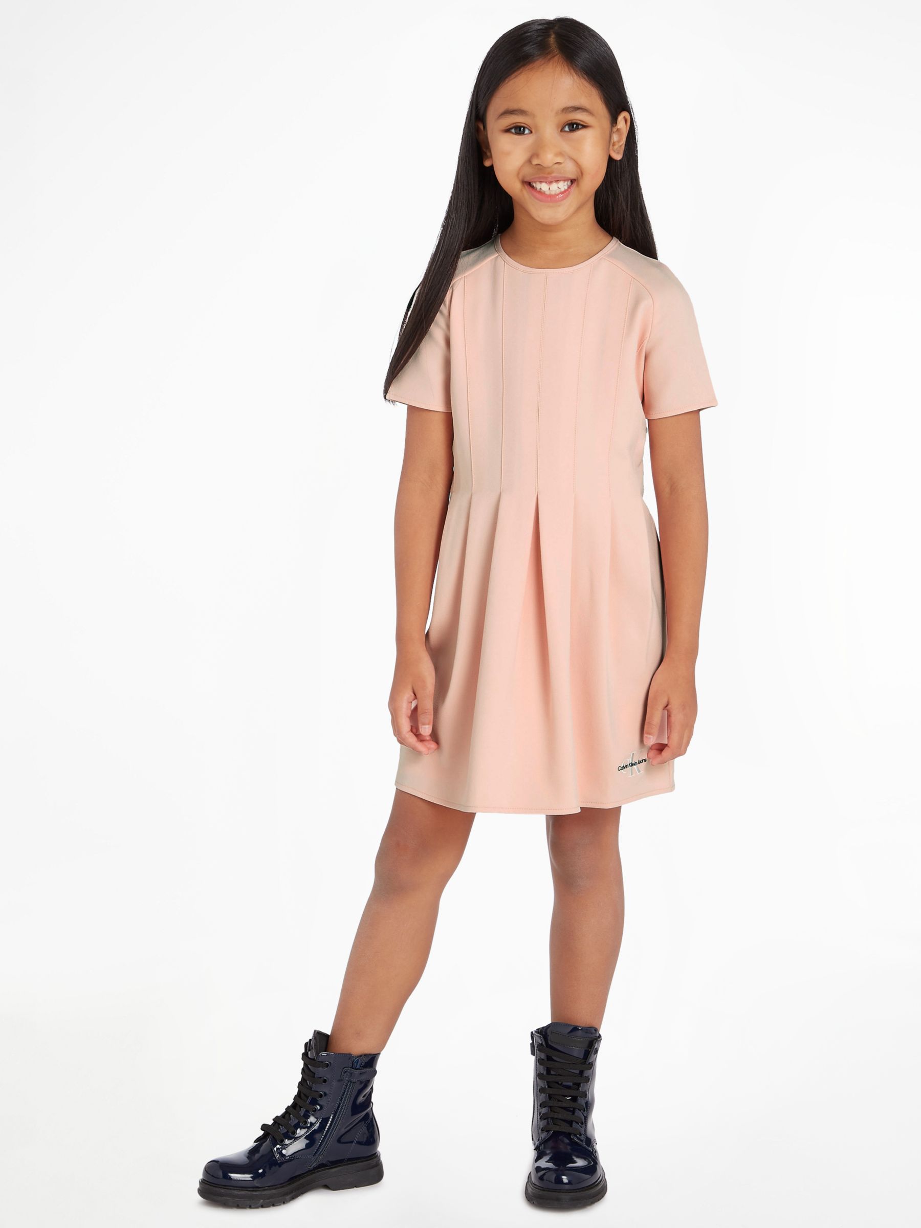 Buy Calvin Klein Jeans Kids' Pleated Skater Dress, Faint Blossom Online at johnlewis.com