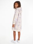 Calvin Klein Kids' Logo Embroidered Hooded Jumper Dress, Cream/Lilac