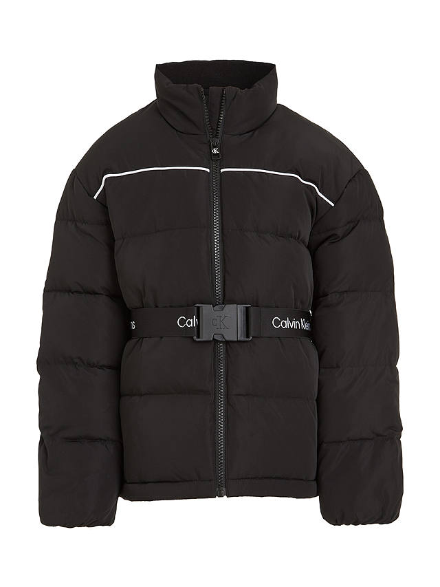 Calvin Klein Kids' Logo Tape Belt Jacket, Ck Black