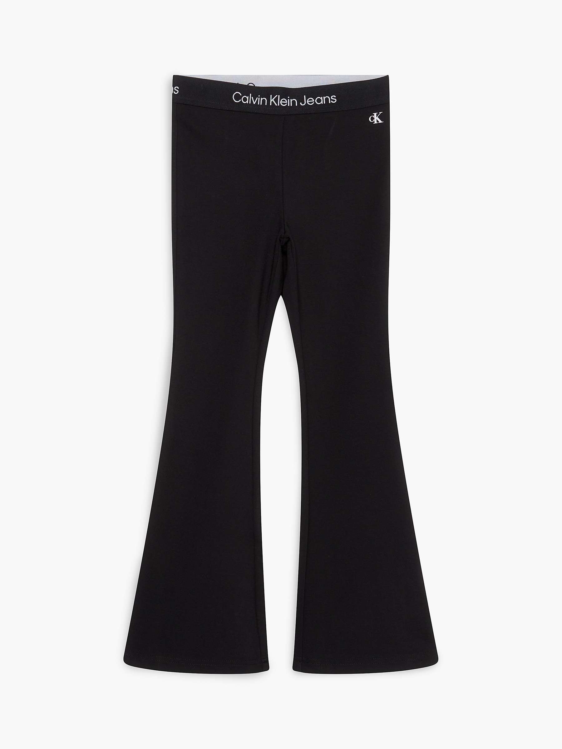 Buy Calvin Klein Punto Tape Flared Trousers, Black Online at johnlewis.com