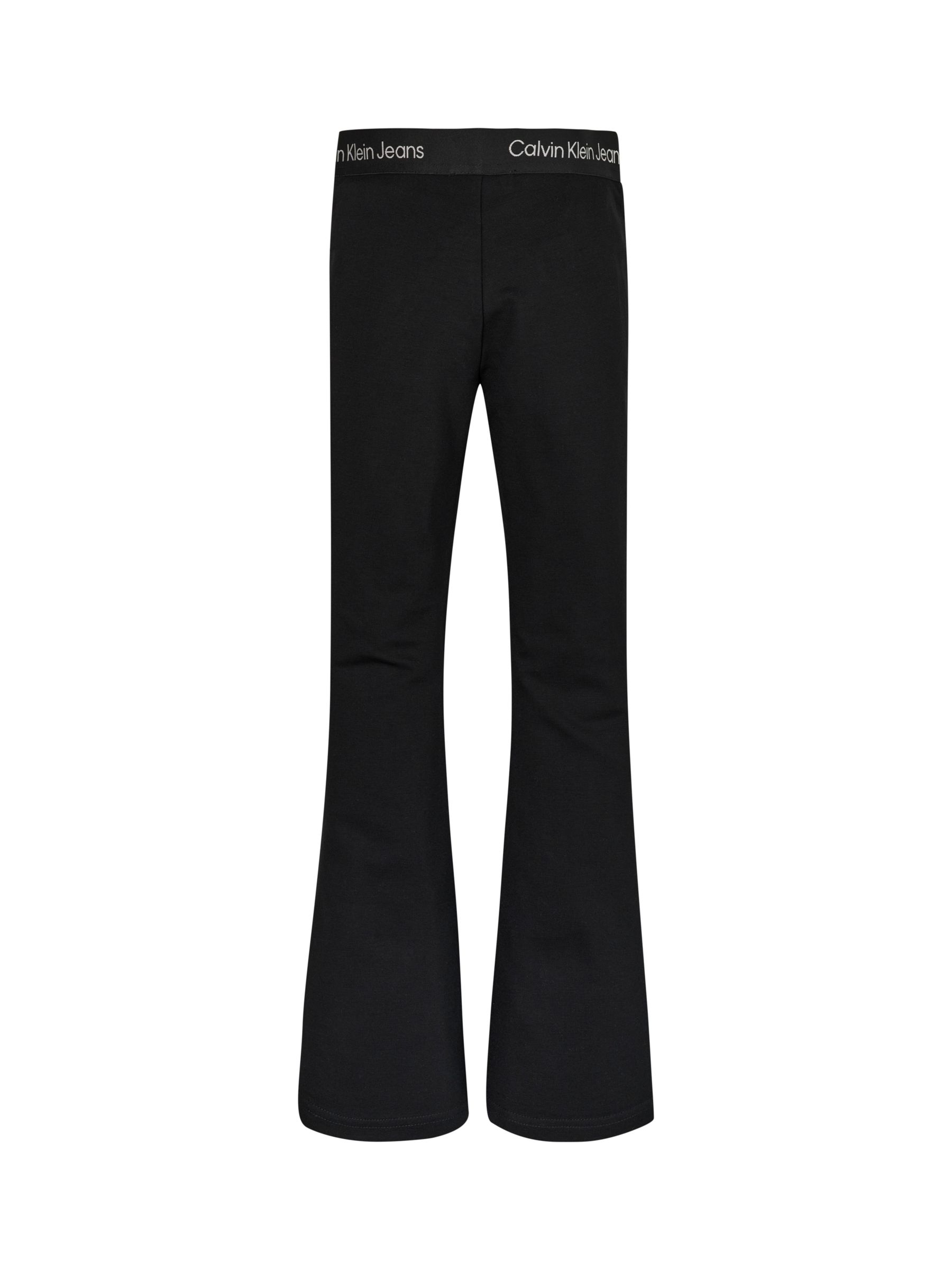 Calvin Klein Punto Tape Flared Trousers, Black at John Lewis & Partners