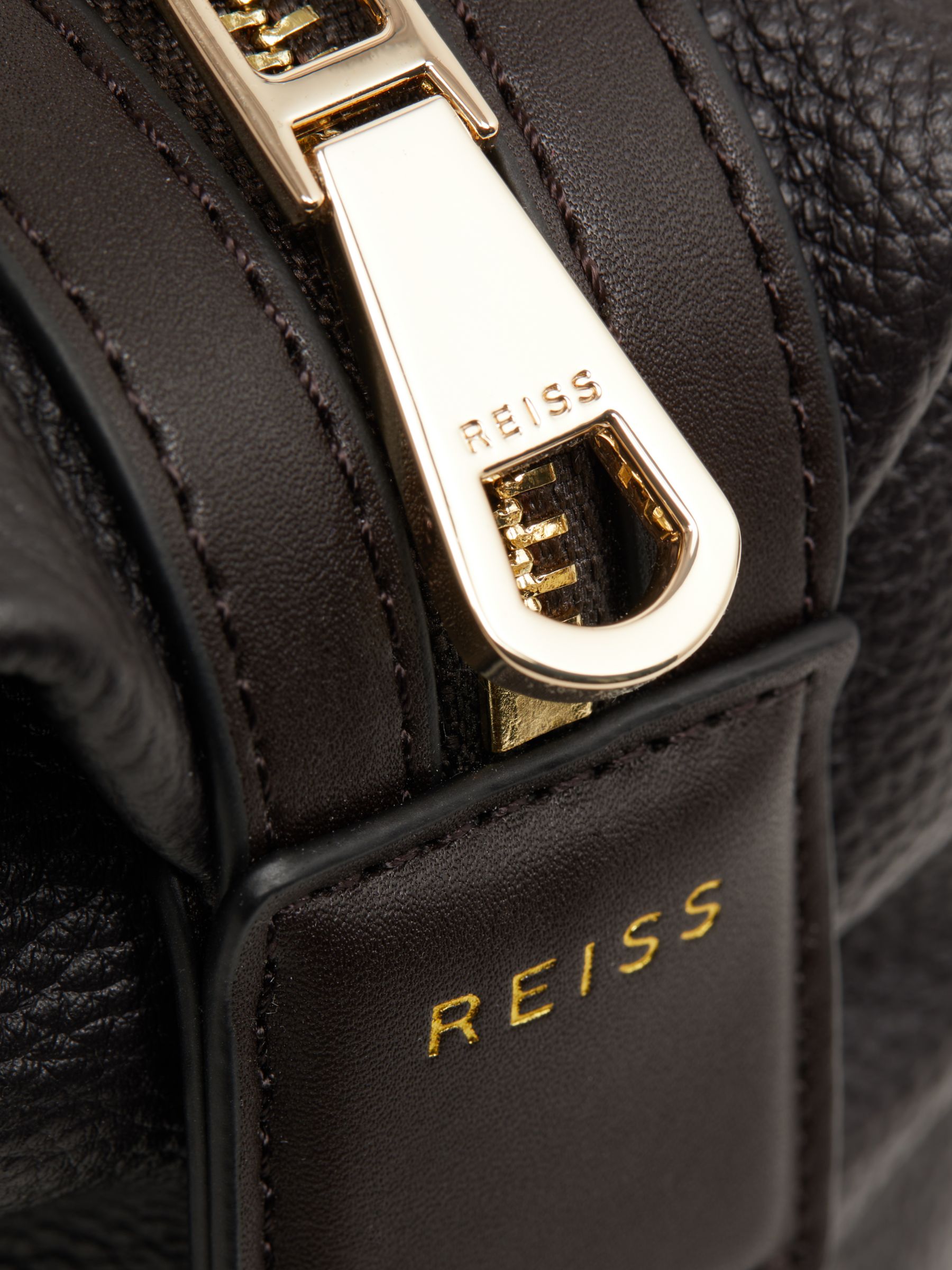 Reiss Cole Leather Wash Bag Chocolate at John Lewis Partners