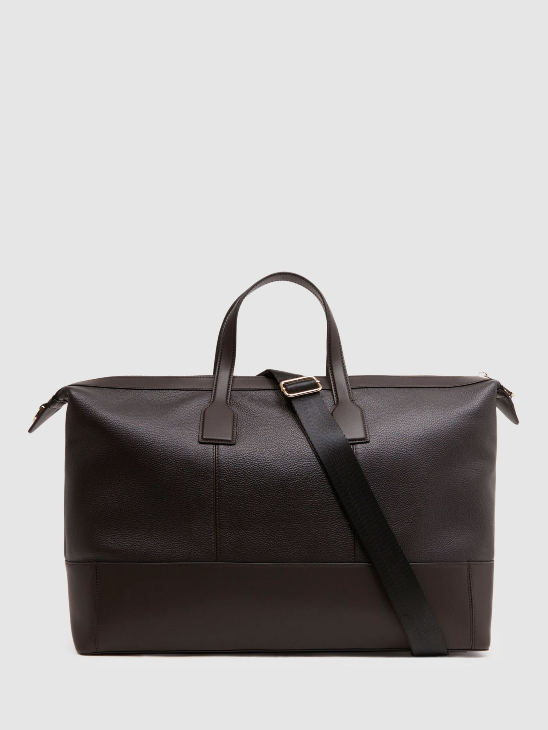 Reiss Carter Leather Holdall, Chocolate at John Lewis & Partners