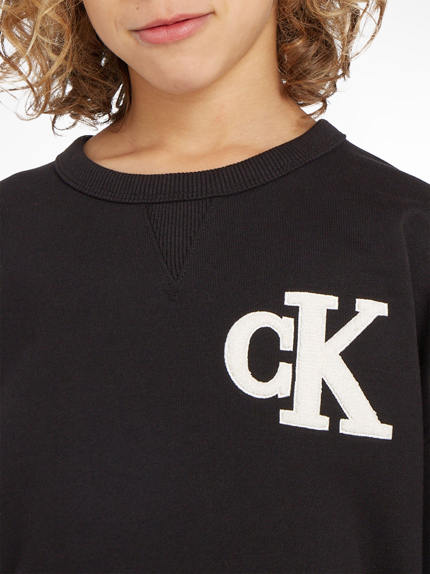 Buy Calvin Klein Logo Embroidered Towel Sweatshirt, Black Online at johnlewis.com