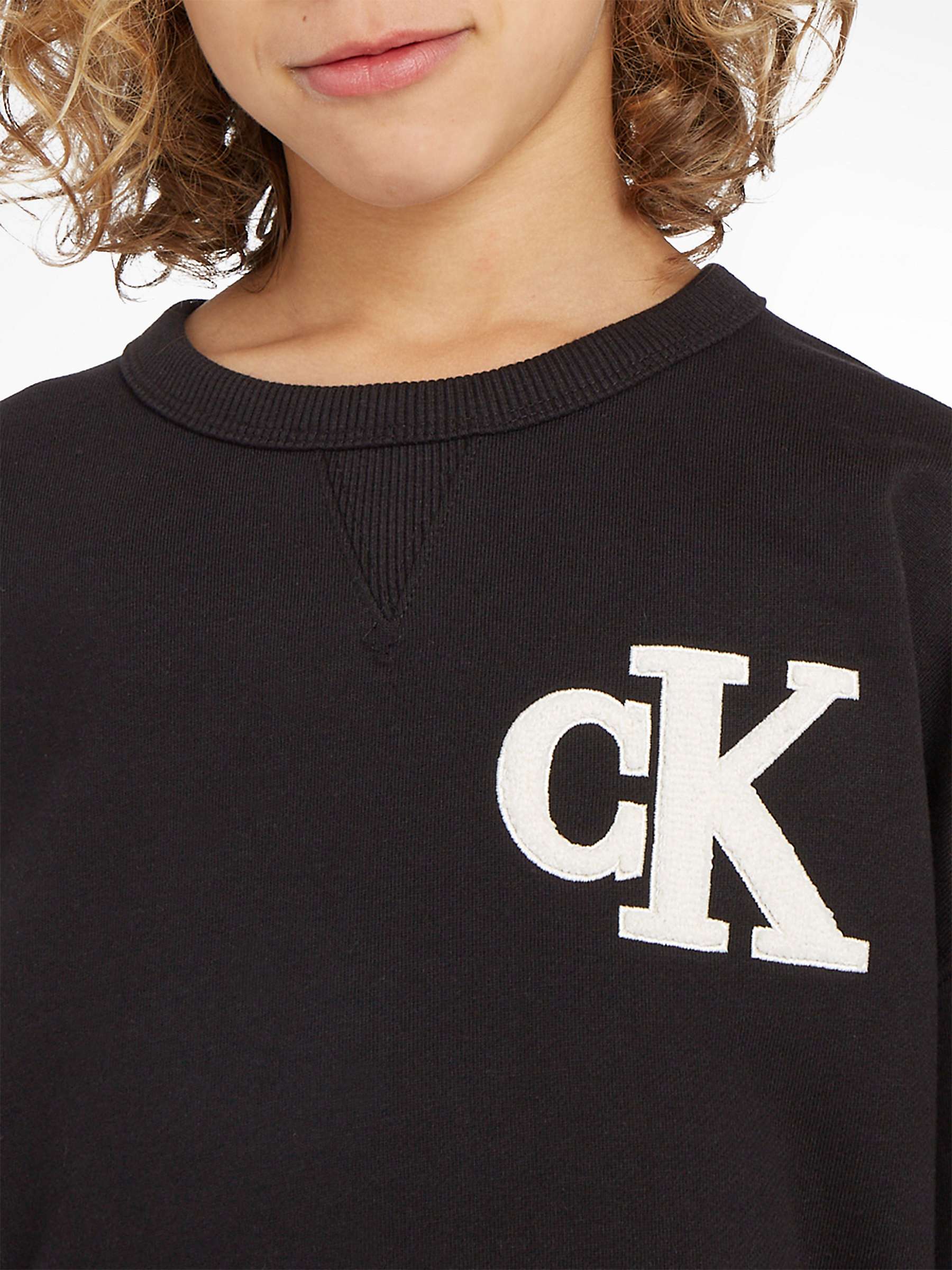 Calvin Klein Logo Embroidered Towel Sweatshirt, Black at John Lewis ...