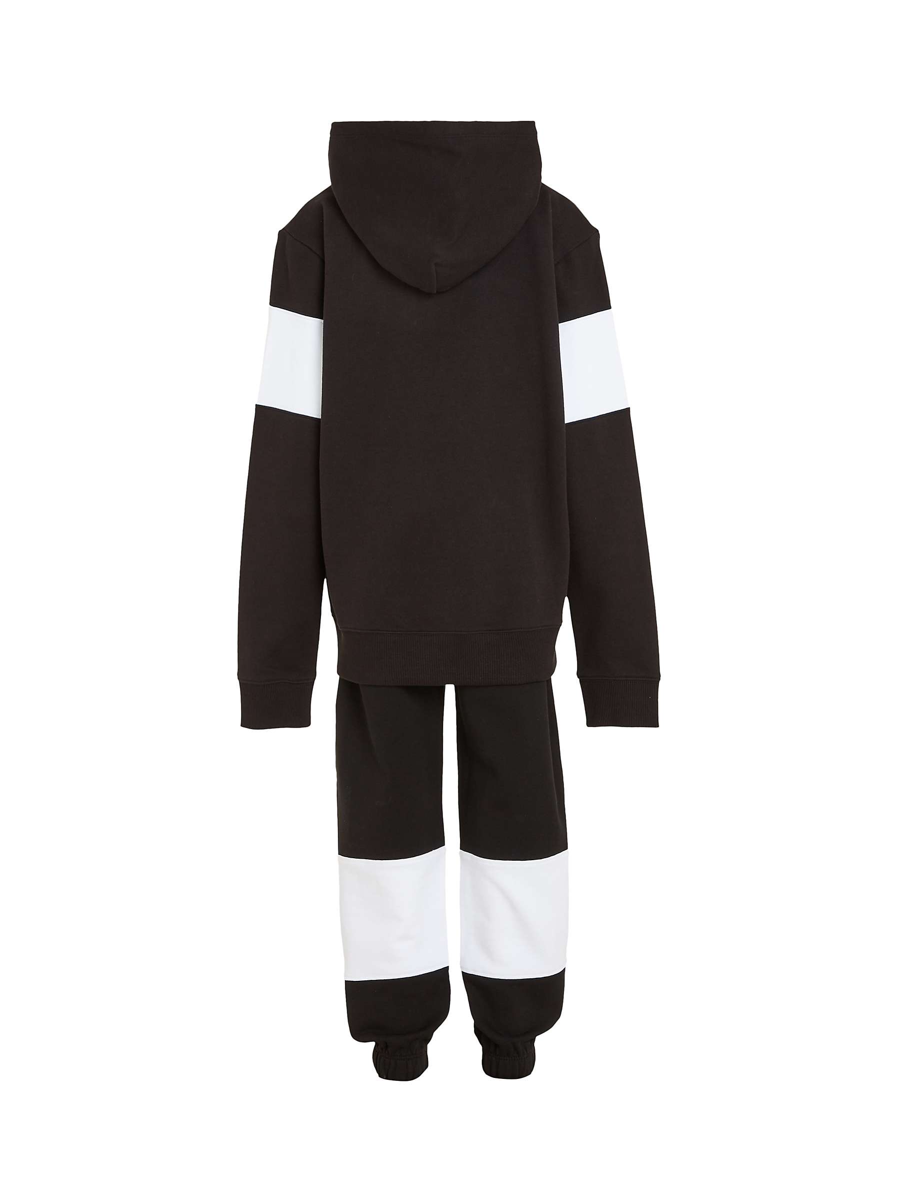 Calvin Klein Kids' Colour Block Hooded Jogger Set, Black/White at John ...