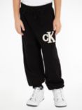 Calvin Klein Kids' Mono Logo Embroidered Towelling Joggers, Black, Black