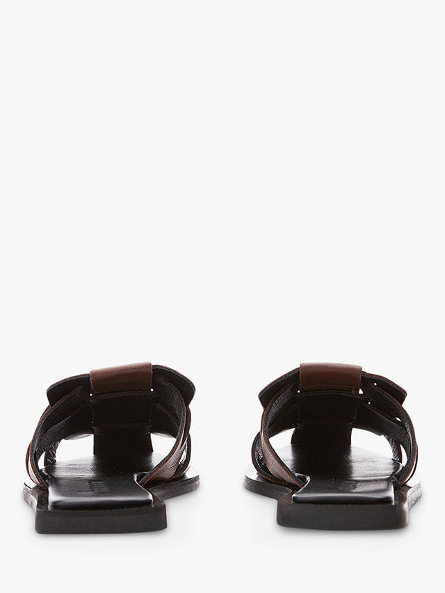 Moda in Pelle Akari Leather Woven Flat Mules, Brown