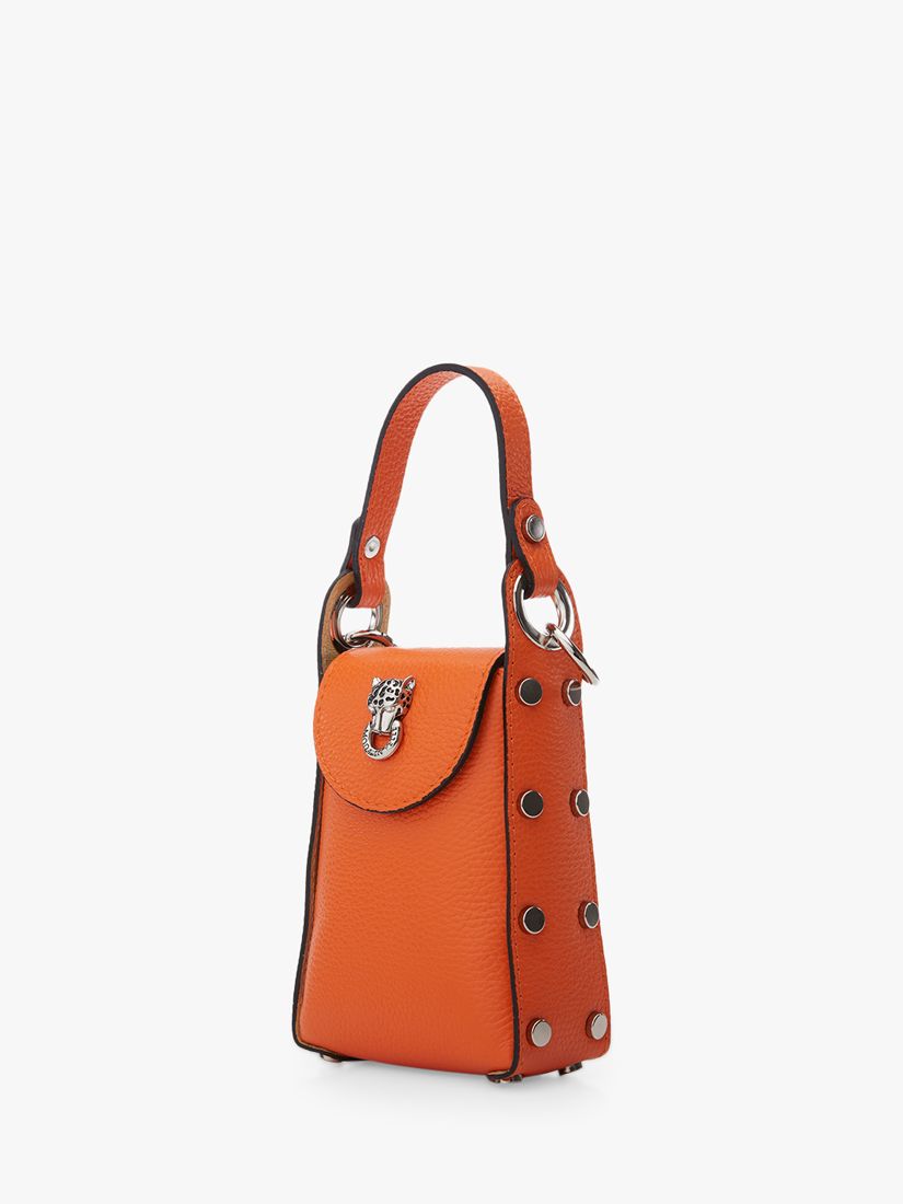 Moda in Pelle Joie Leather Convertible Cross Body Phone Bag, Orange at ...
