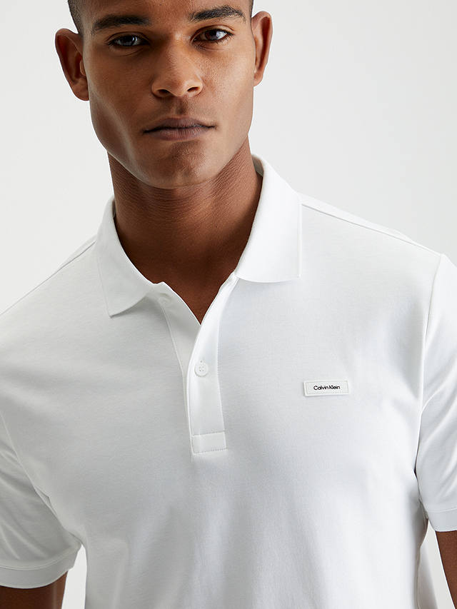 Calvin Klein Smooth Cotton Slim Polo Top, Bright White