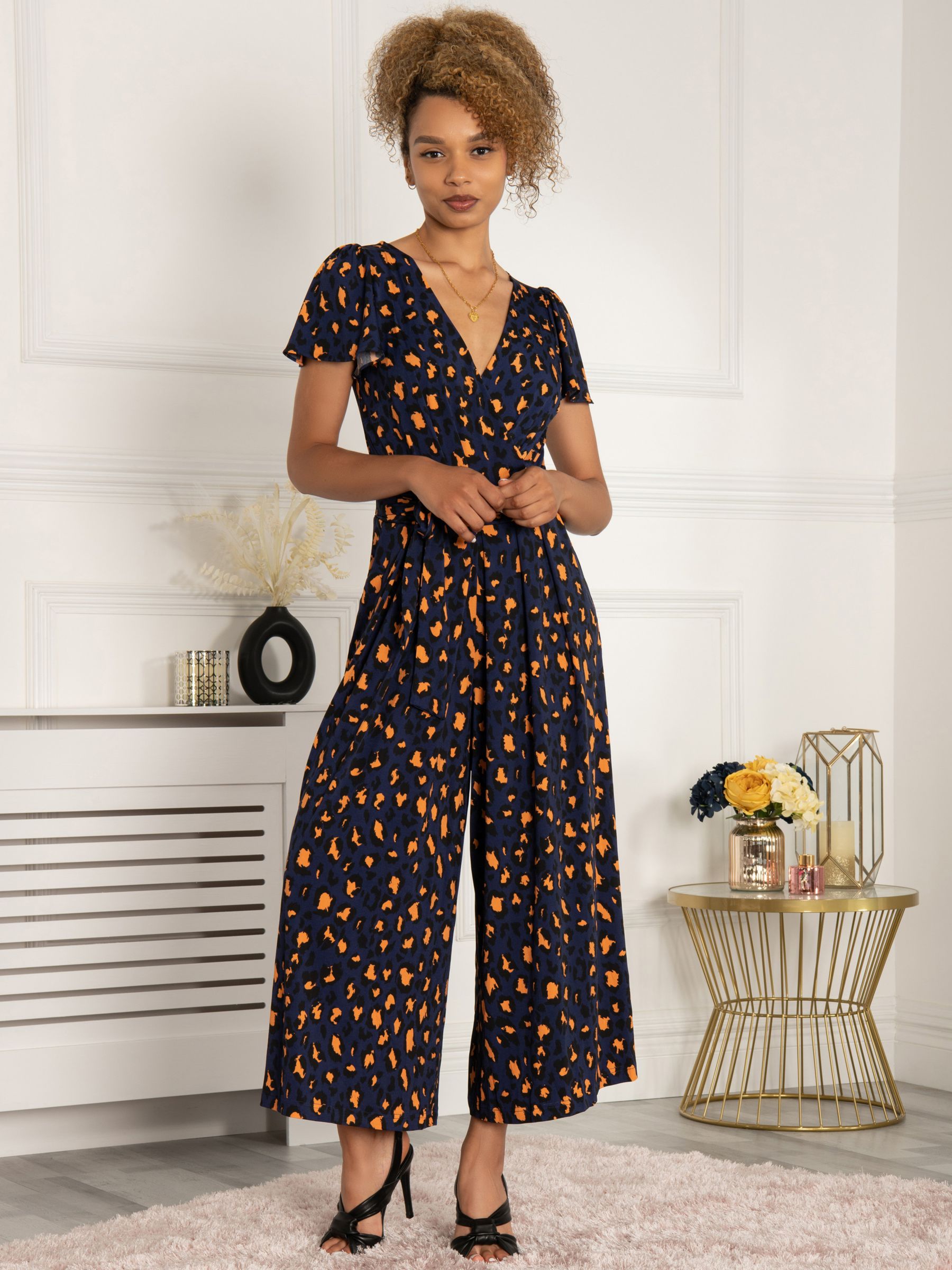 Jolie Moi Raissa Cap Sleeve Jumpsuit, Navy/Multi at John Lewis & Partners