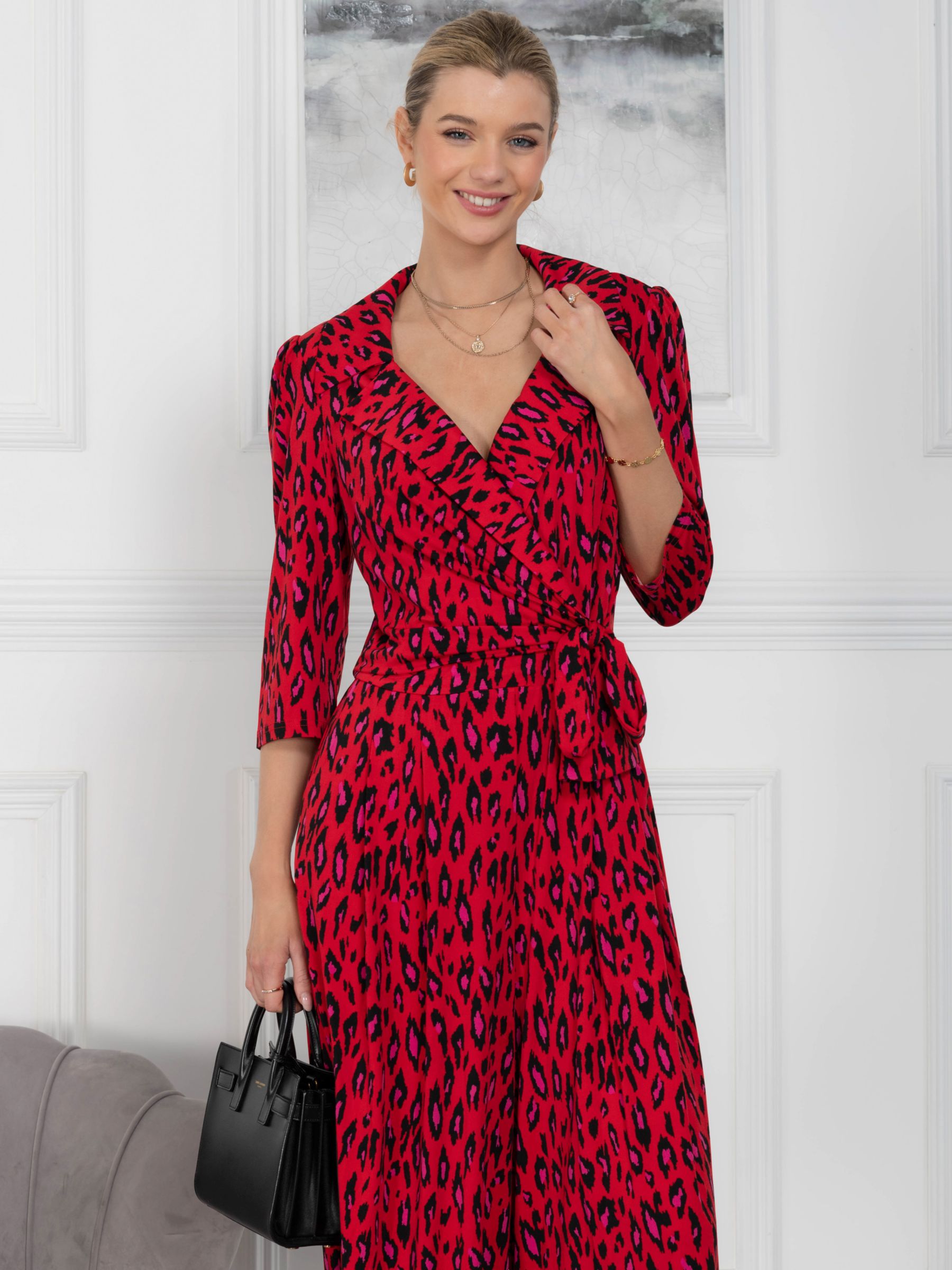 Jolie Moi Melissa Animal Print Jumpsuit, Red/Black at John Lewis & Partners