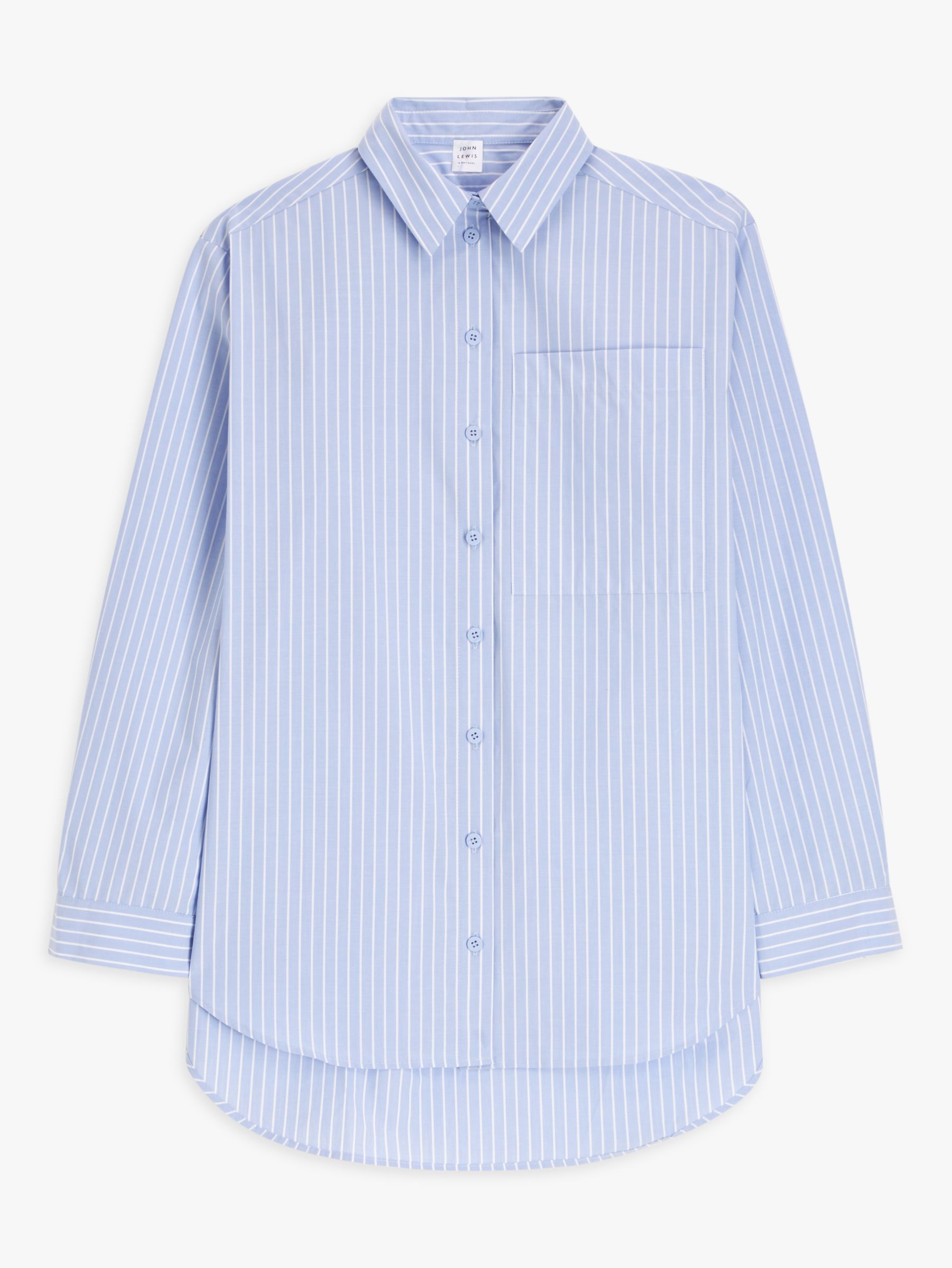 John Lewis Stripe Cotton Shirt, Light Blue