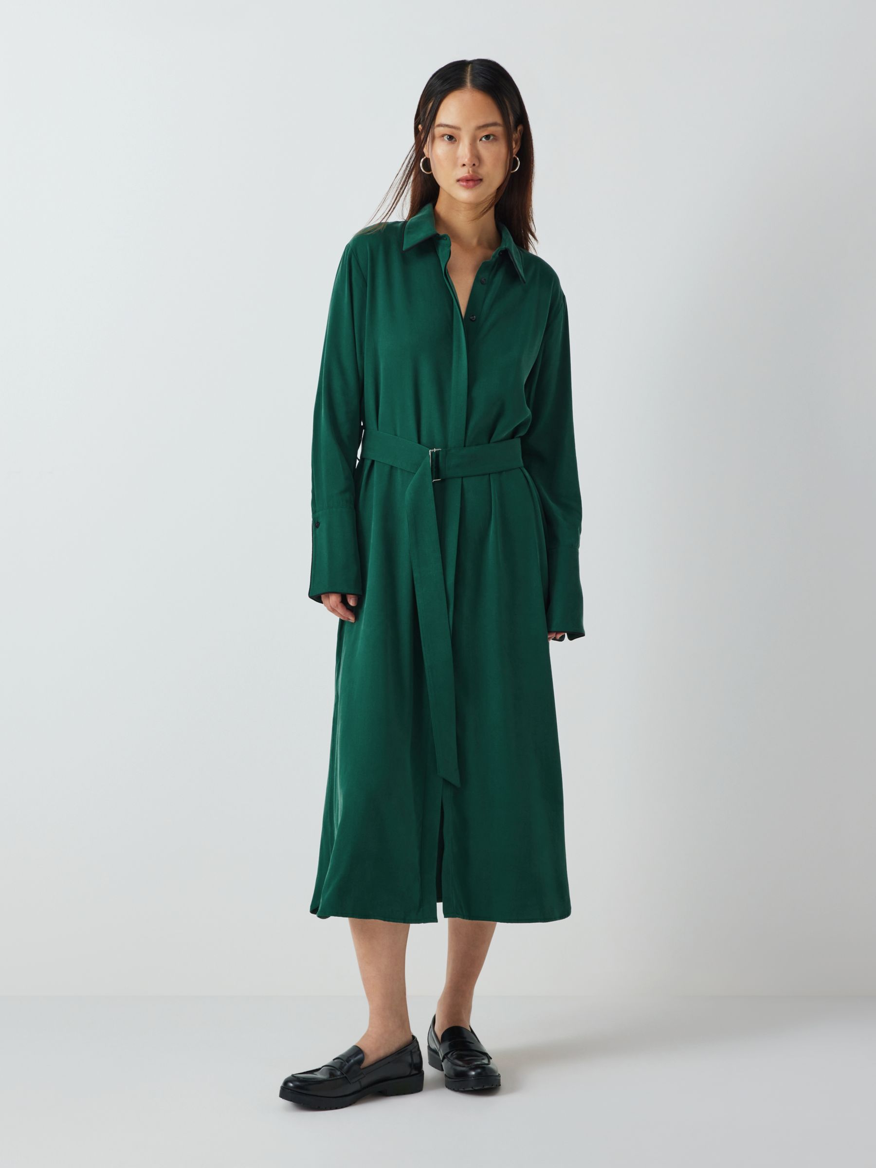 Vivere By Savannah Miller Kai Shirt Dress, Dark Green