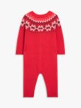 John Lewis Baby Christmas Fair Isle Cotton & Wool Blend Romper, Red