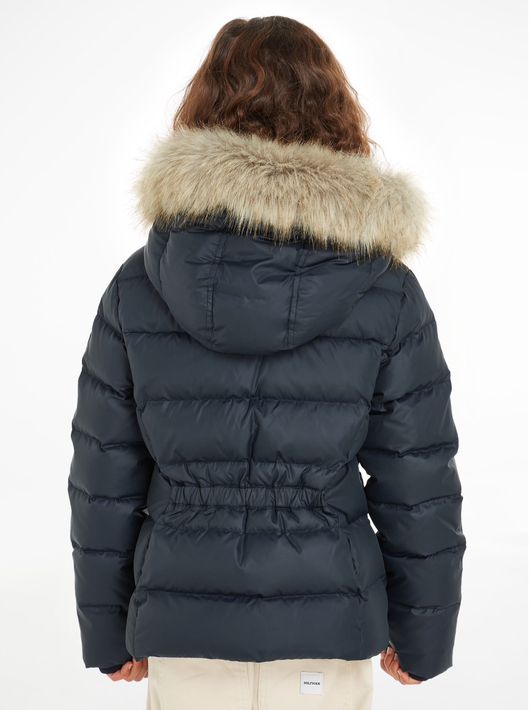 Buy Tommy Hilfiger Kids' Essential Down Faux Fur Hood Jacket, Desert Sky Online at johnlewis.com