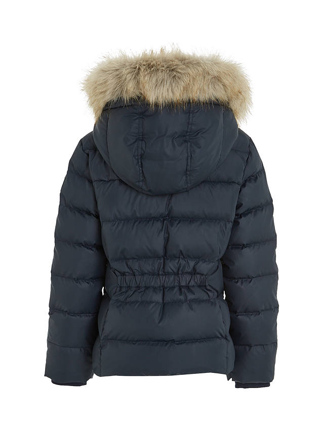 Tommy Hilfiger Kids' Essential Down Faux Fur Hood Jacket, Desert Sky