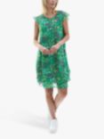 James Lakeland Leaf Print Ruffle Sleeve Wave Hem Dress