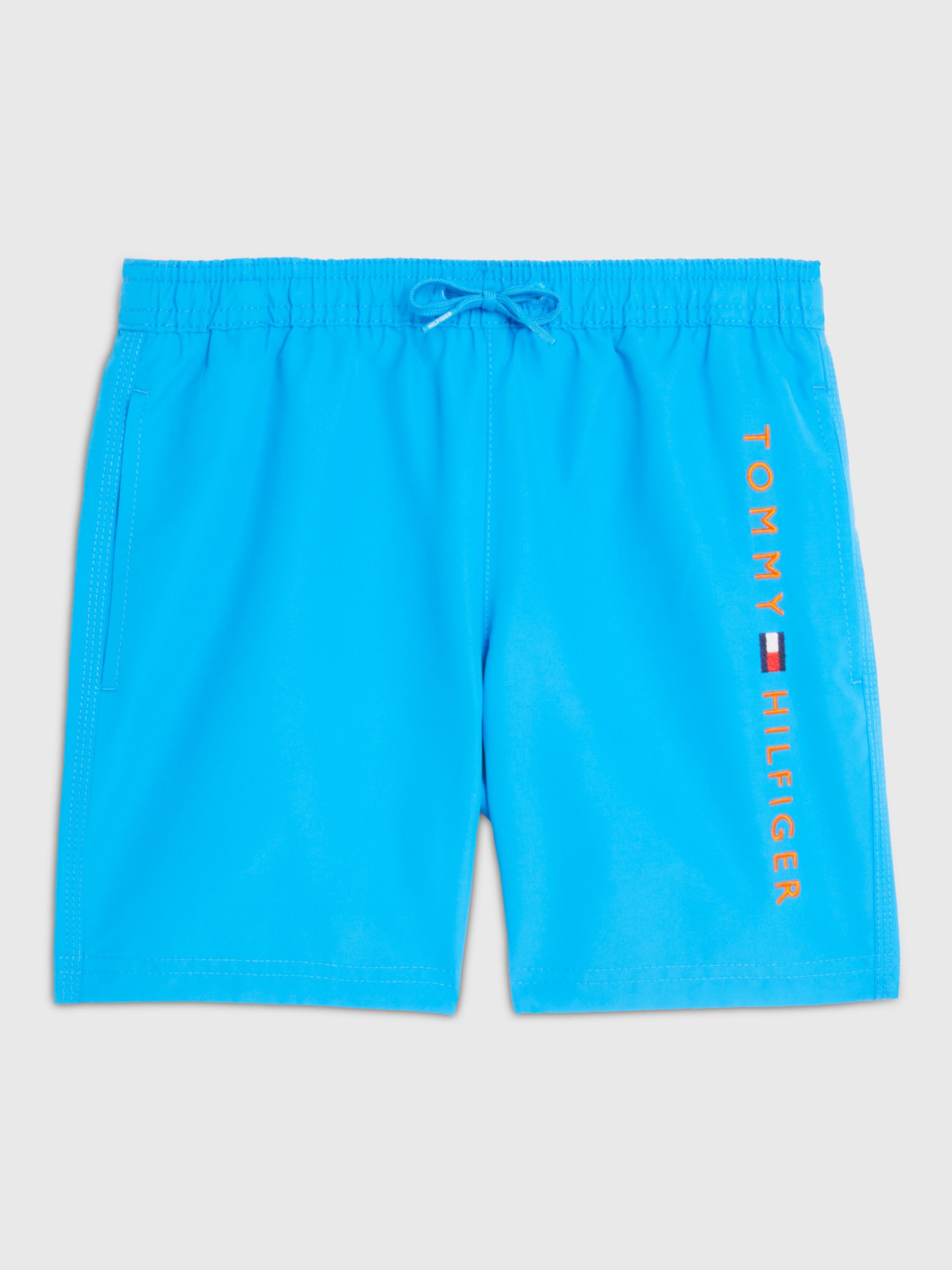 Tommy Hilfiger Kids' Logo Swim Shorts, Shocking Blue at John Lewis ...