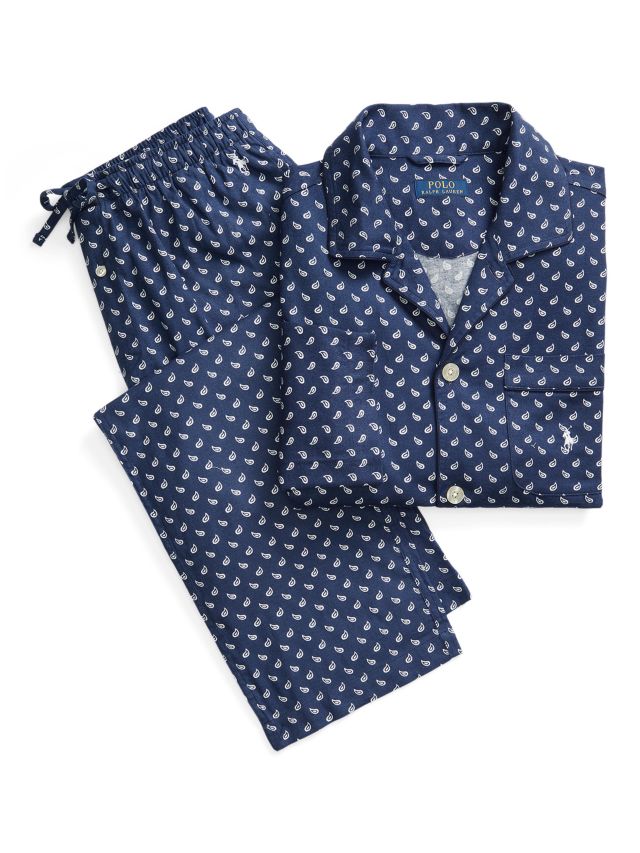 Lauren Ralph Lauren Classic Long Sleeve Pyjama Set, Navy at John