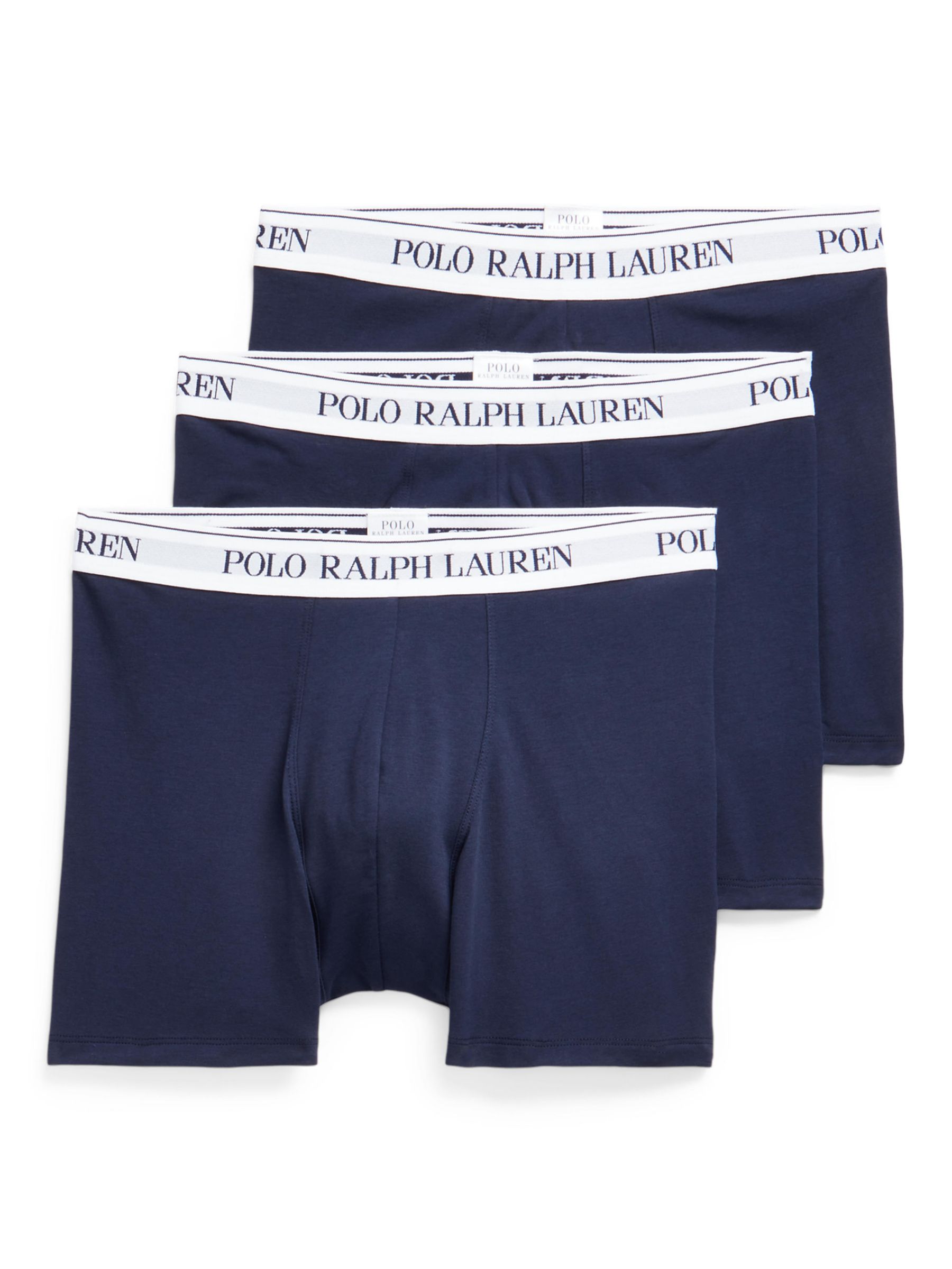 Polo Ralph Lauren Stretch Cotton Boxer Briefs, Pack of 3, Navy/White, S