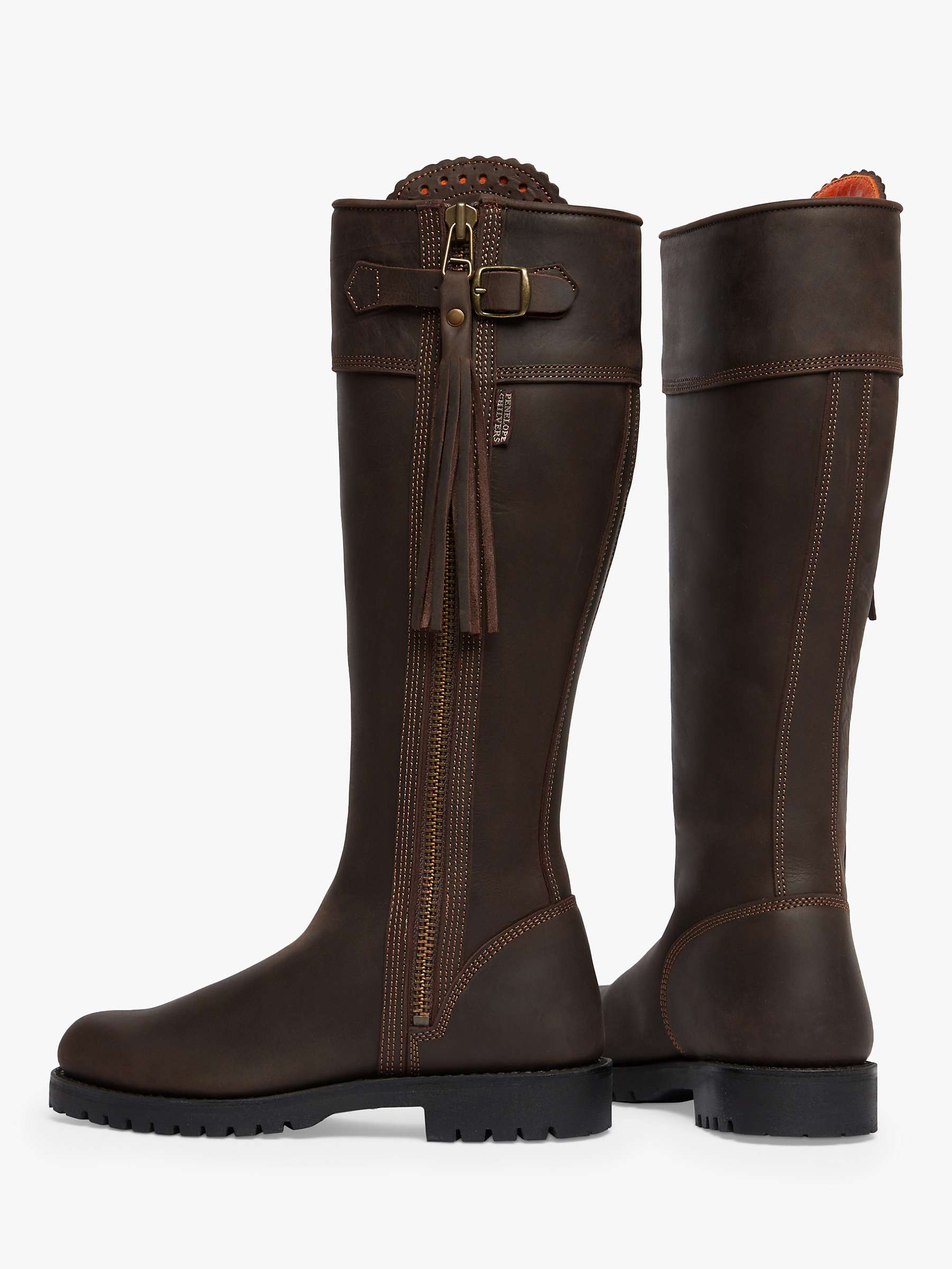 Buy Penelope Chilvers Stand Wide Calf Fit Tassel Knee Boots, Conker Online at johnlewis.com