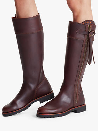 Penelope Chilvers Stand Wide Calf Fit Tassel Knee Boots, Conker