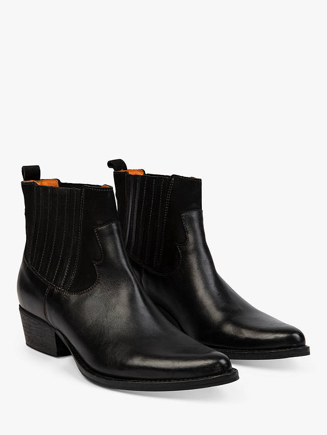 Penelope Chilvers Frontier Leather Cowboy Boots, Black at John Lewis ...