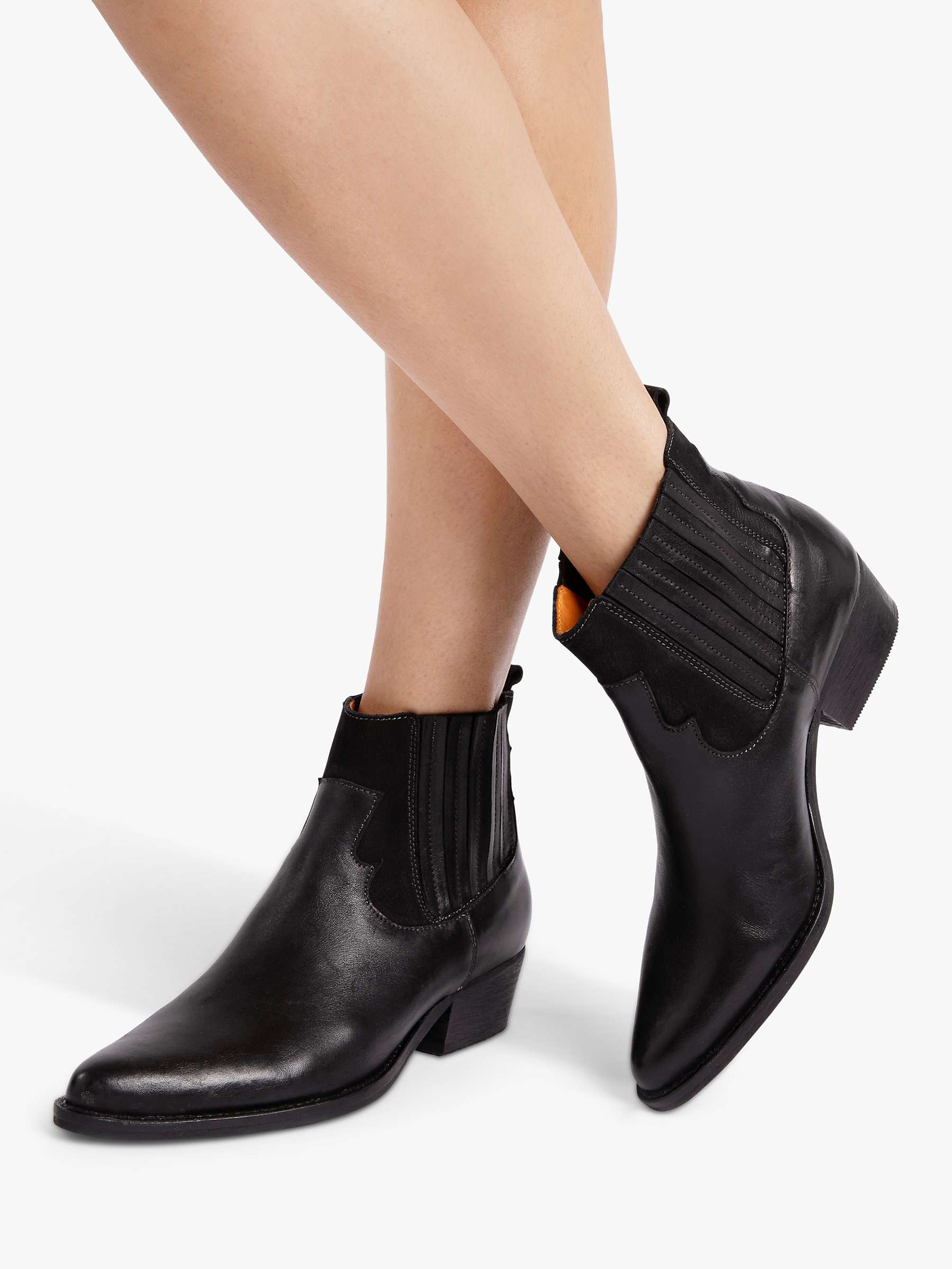 Penelope Chilvers Frontier Leather Cowboy Boots, Black at John Lewis ...