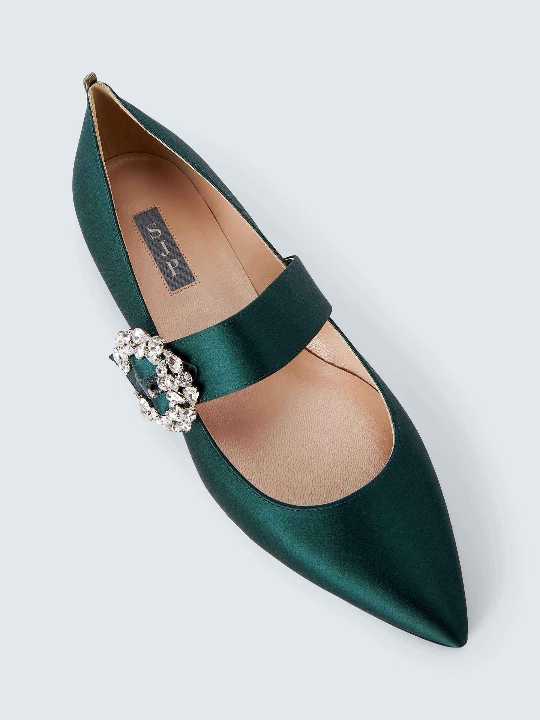Buy SJP by Sarah Jessica Parker Chime Satin Pointed Mary Jane Flats, Jungle Online at johnlewis.com