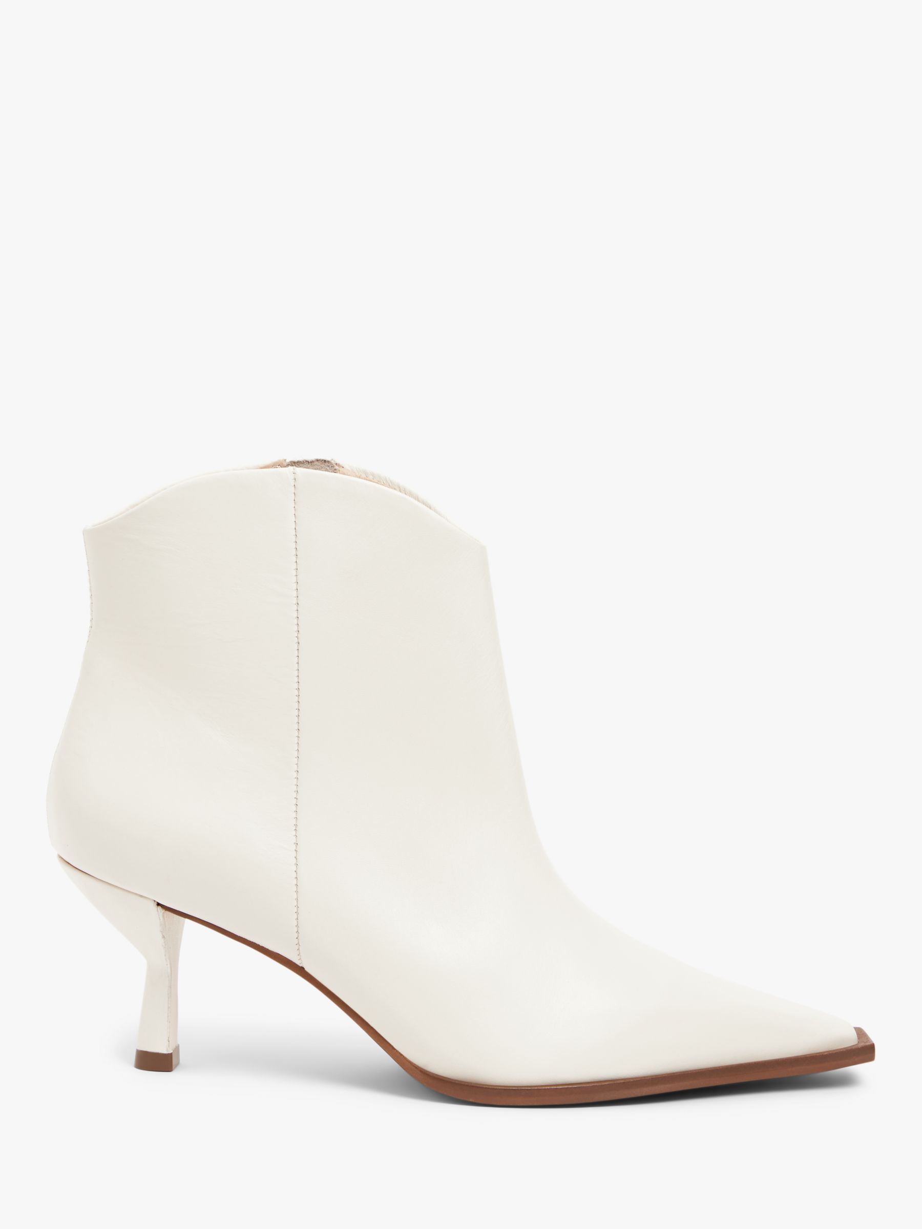 John Lewis Panama Leather Dressy Western Ankle Boots, Off White at John ...