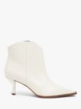 John Lewis Panama Leather Dressy Western Ankle Boots, Off White
