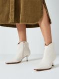 John Lewis Panama Leather Dressy Western Ankle Boots, Latigo Silk Off Wht