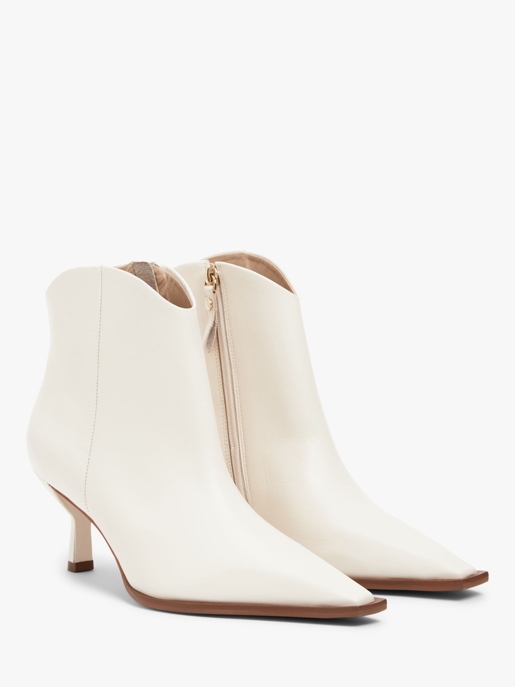John Lewis Panama Leather Dressy Western Ankle Boots, Off White at John ...