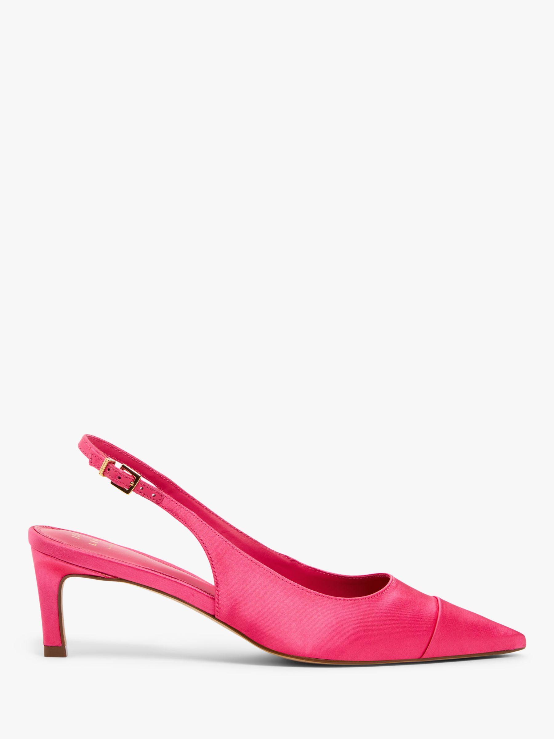 John Lewis Bijou Satin Toe Cap Pointed Slingback Open Court Shoes, Hot Pink, 4