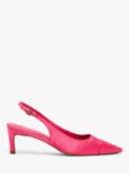 John Lewis Bijou Satin Toe Cap Pointed Slingback Open Court Shoes, Hot Pink, Hot Pink