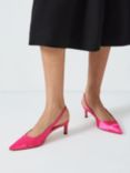 John Lewis Bijou Satin Toe Cap Pointed Slingback Open Court Shoes, Hot Pink