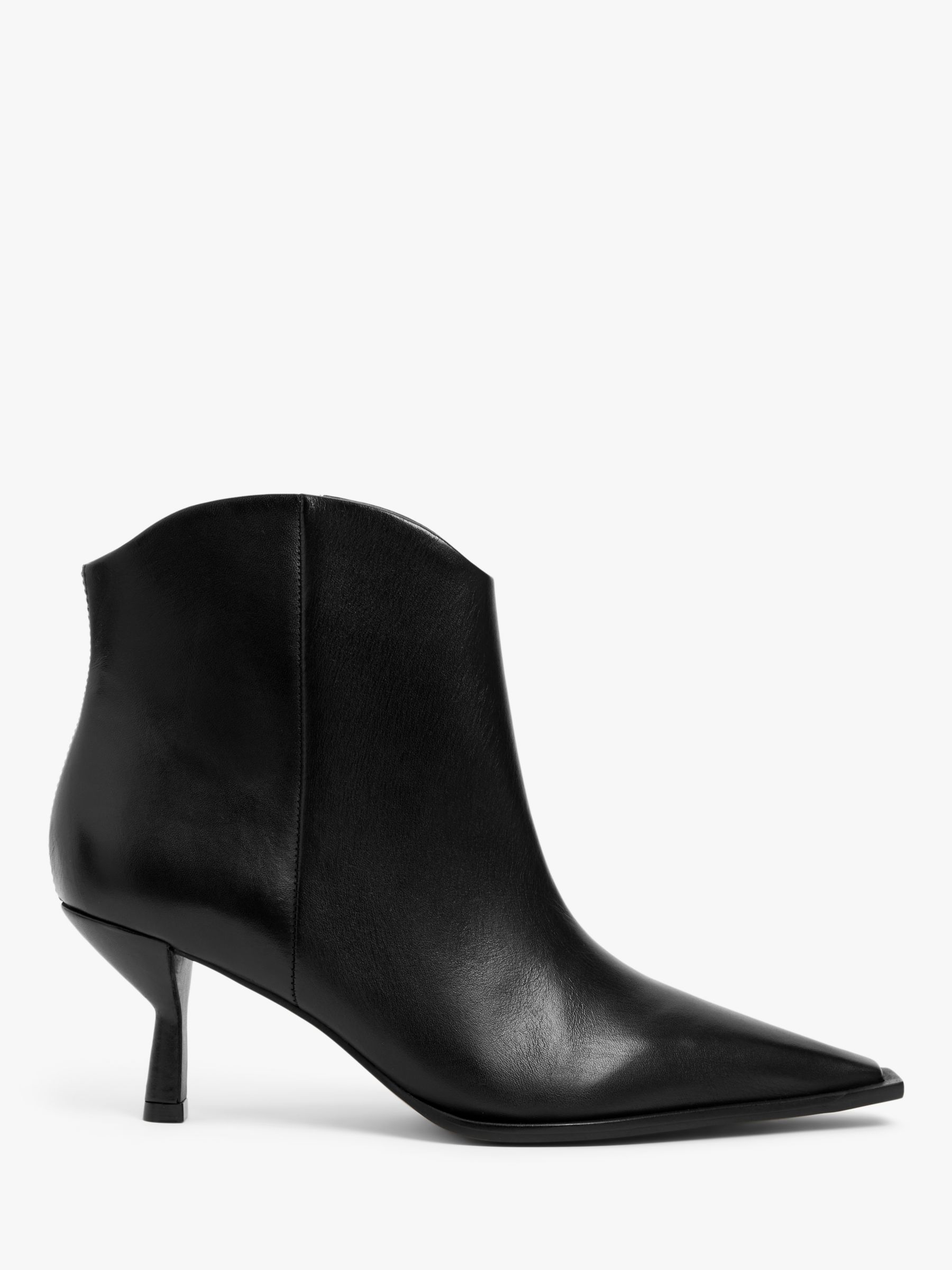 John Lewis Panama Leather Dressy Western Ankle Boots, Black, 6